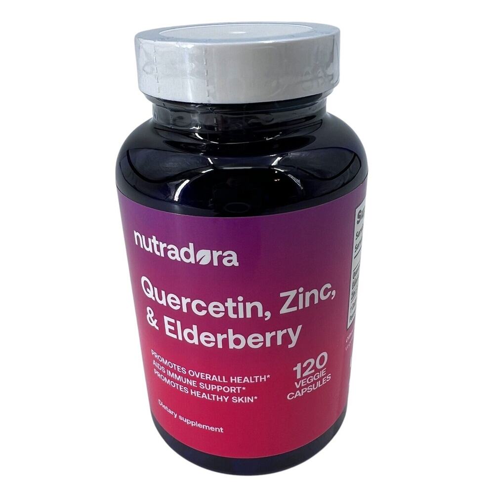 Nutradora Quercetin Zinc & Elderberry 1000mg Per Serving Veggie Capsules - Picture 1 of 6